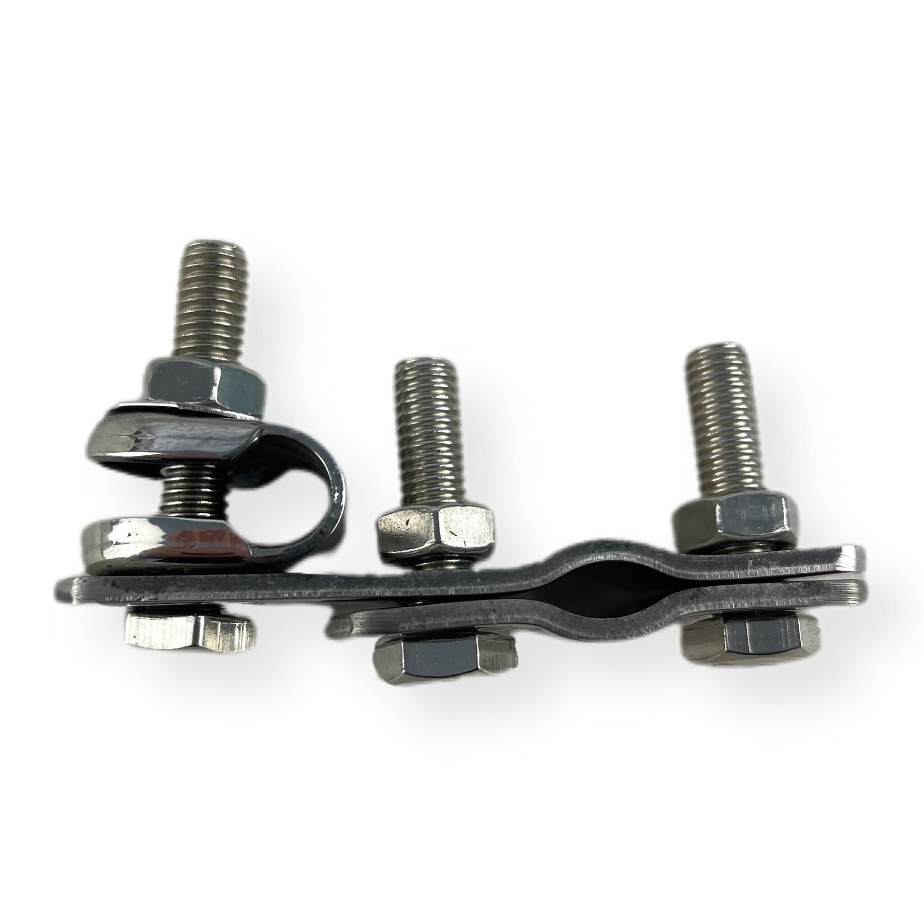 Vespa Lambretta Mirror & SPotlight Clamp - Universal W Clamp And D Clip - Polished Stainless Steel