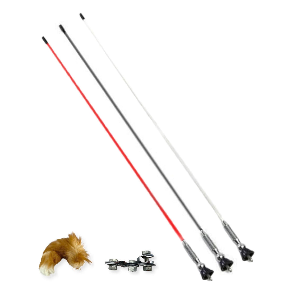 Vespa Lambretta Royal Alloy Scomadi Fox Tail, Whippy Aerial and Clamp Bundle