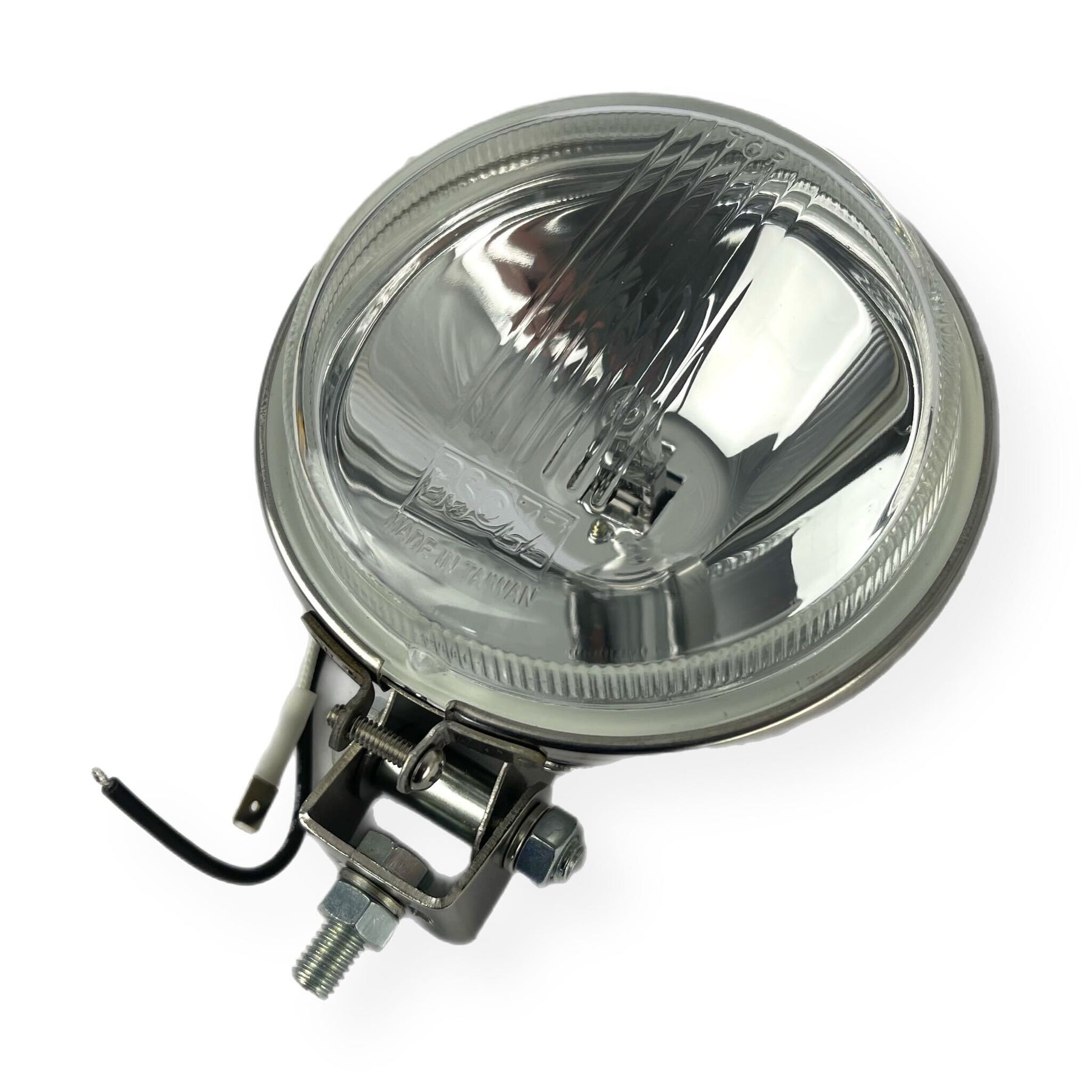 Vespa Lambretta Scooter Clear Spot Light Lamp Flat Backed Stainless Steel 110mm 12V 55W
