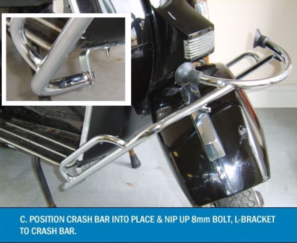 Vespa PX T5 Super Sprint Rally VBB Front Crash Bars - No Non Drill - Matt Black