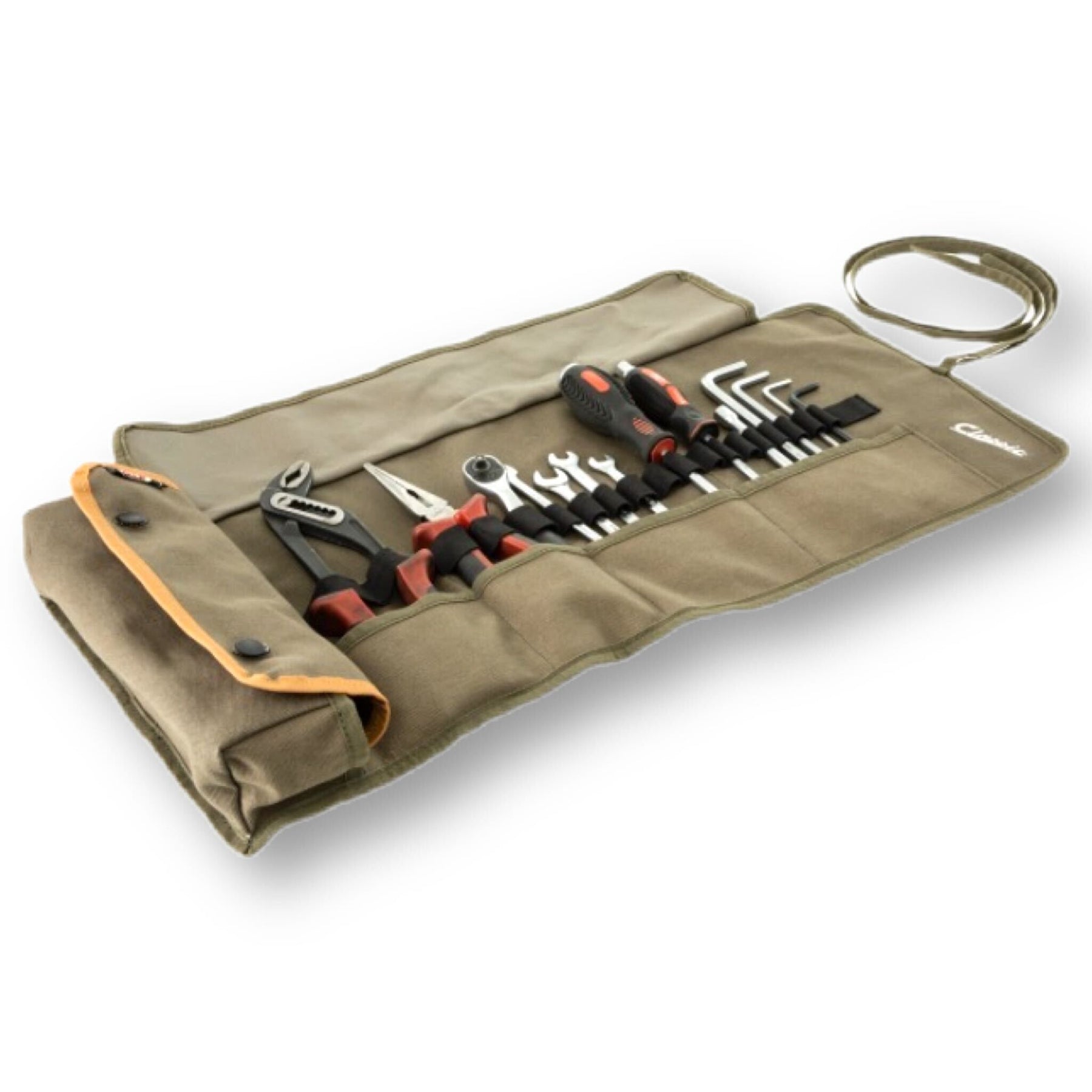 Vespa Lambretta Scooter Tool Bag Roll Pouch - Olive