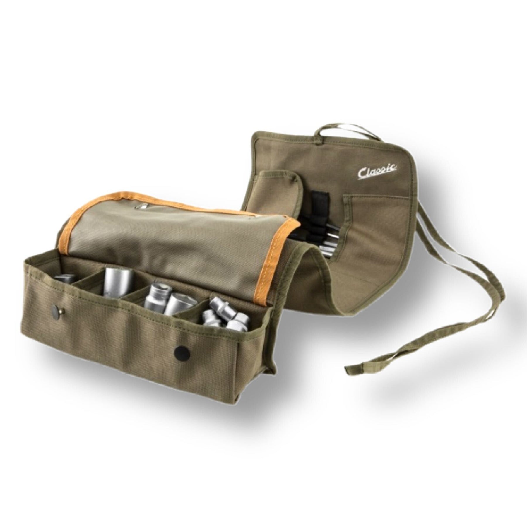 Vespa Lambretta Scooter Tool Bag Roll Pouch - Olive