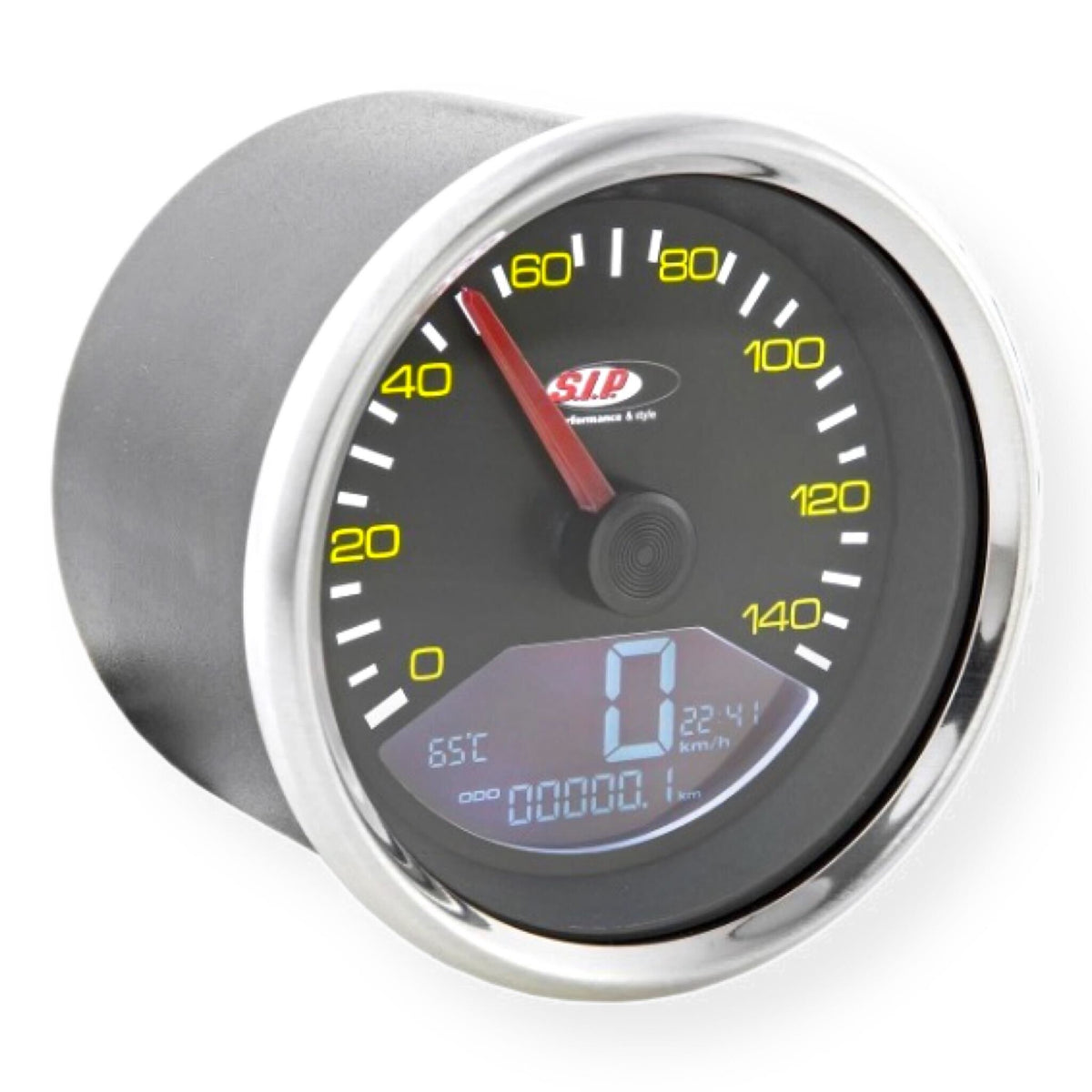 Vespa P125X P150X P200E PX80 SIP Koso Speedometer - Black Face & Polished Bezel