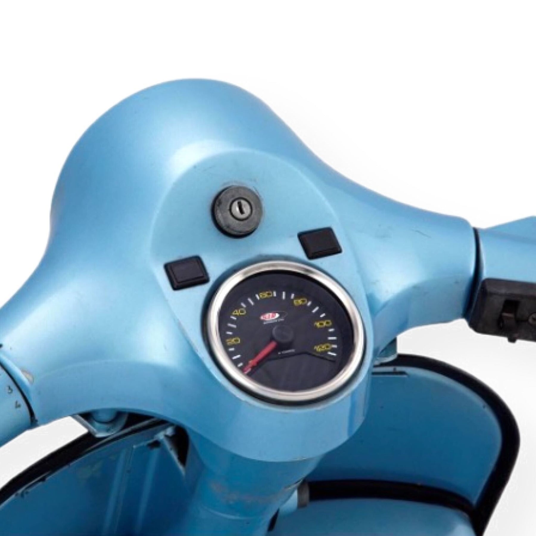 Vespa P125X P150X P200E PX80 SIP Koso Speedometer - Black Face & Polished Bezel