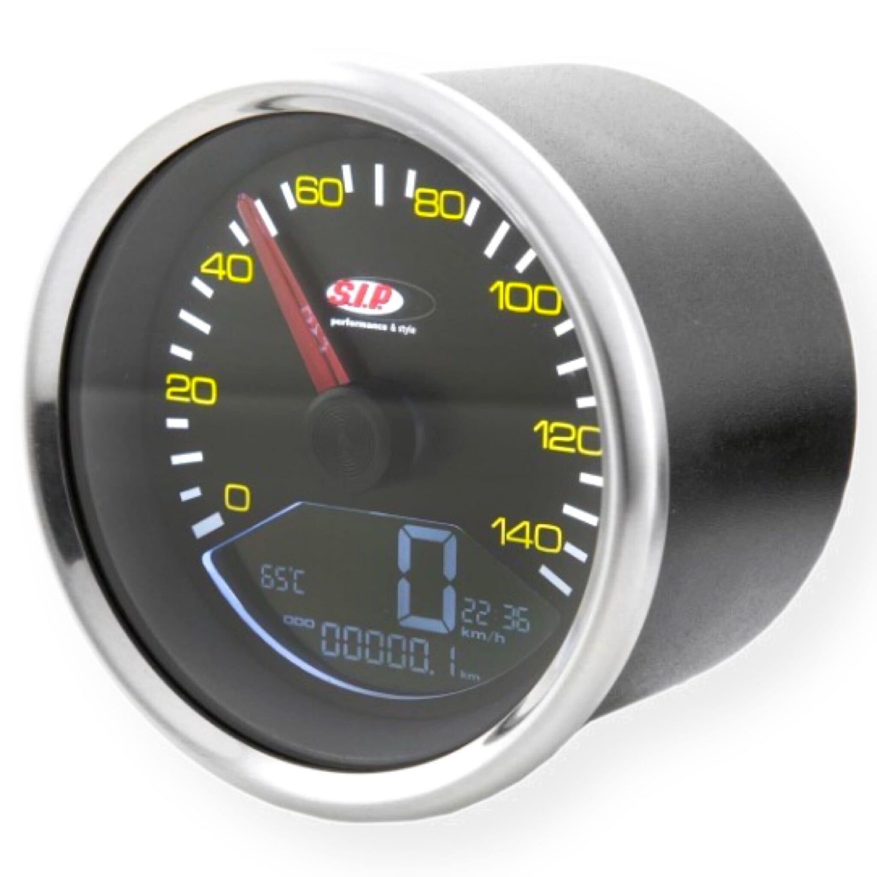 Vespa P125X P150X P200E PX80 SIP Koso Speedometer - Black Face & Polished Bezel