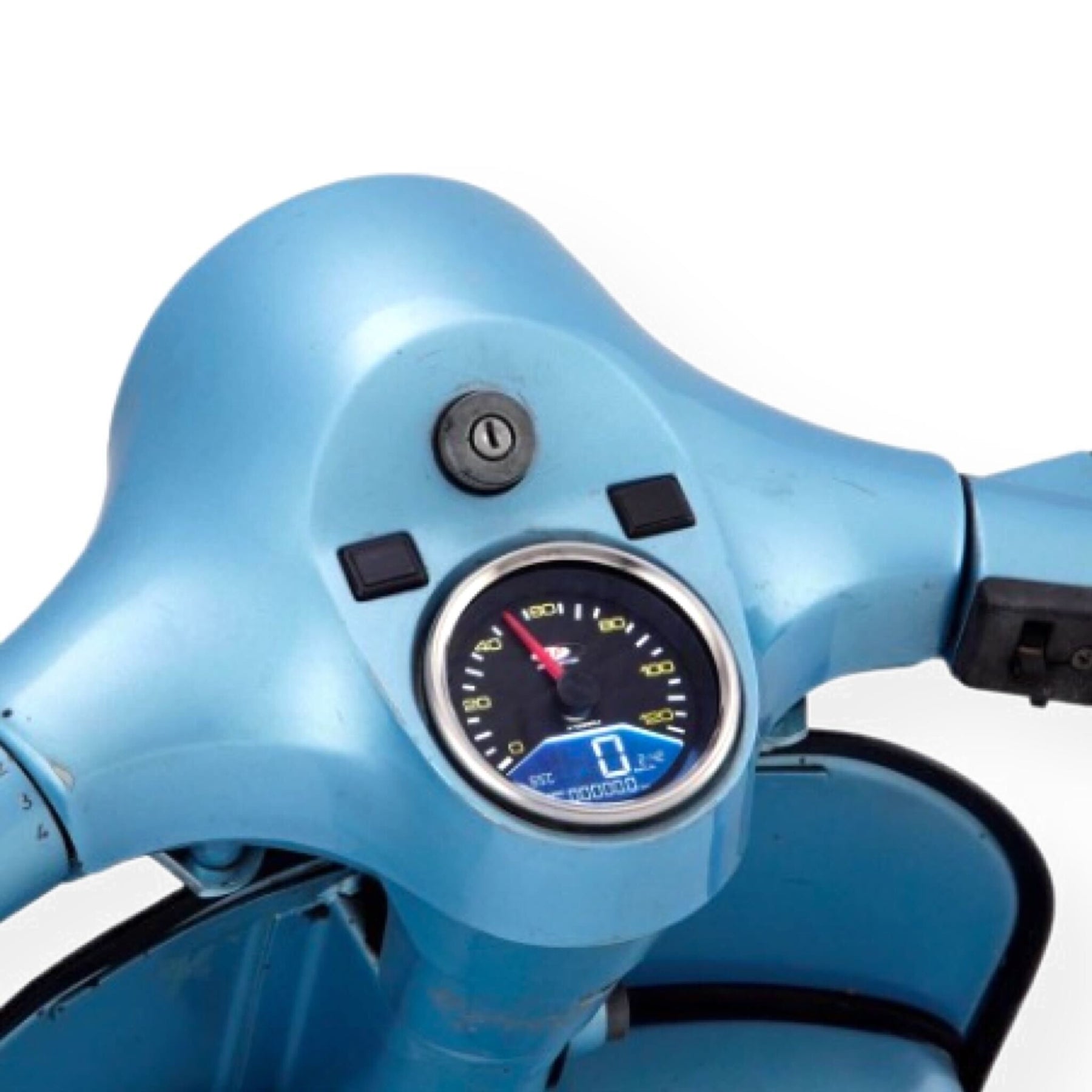 Vespa P125X P150X P200E PX80 SIP Koso Speedometer - Black Face & Polished Bezel