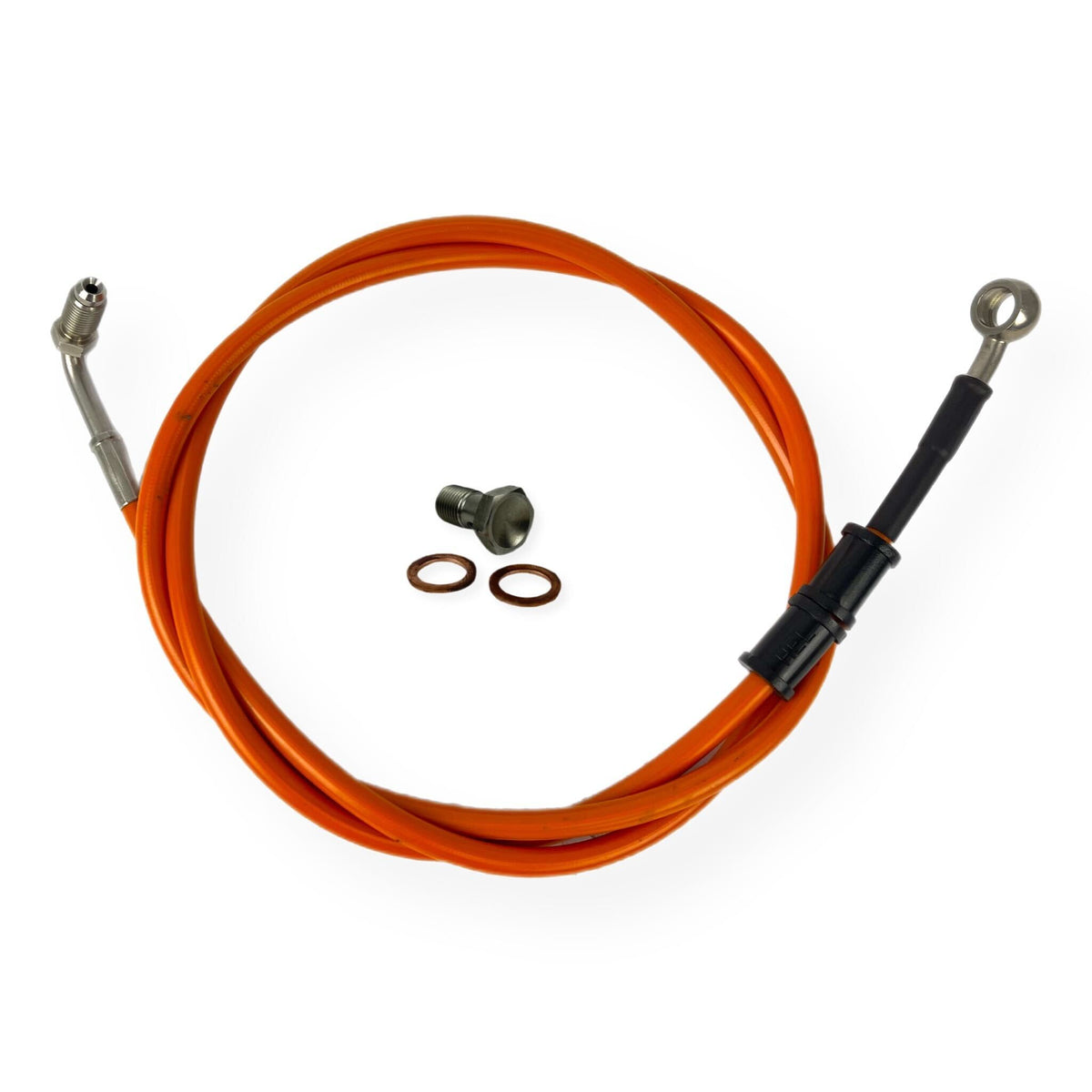 Vespa PX Disc LML HEL Stainless Hydraulic Front Brake Hose - Orange