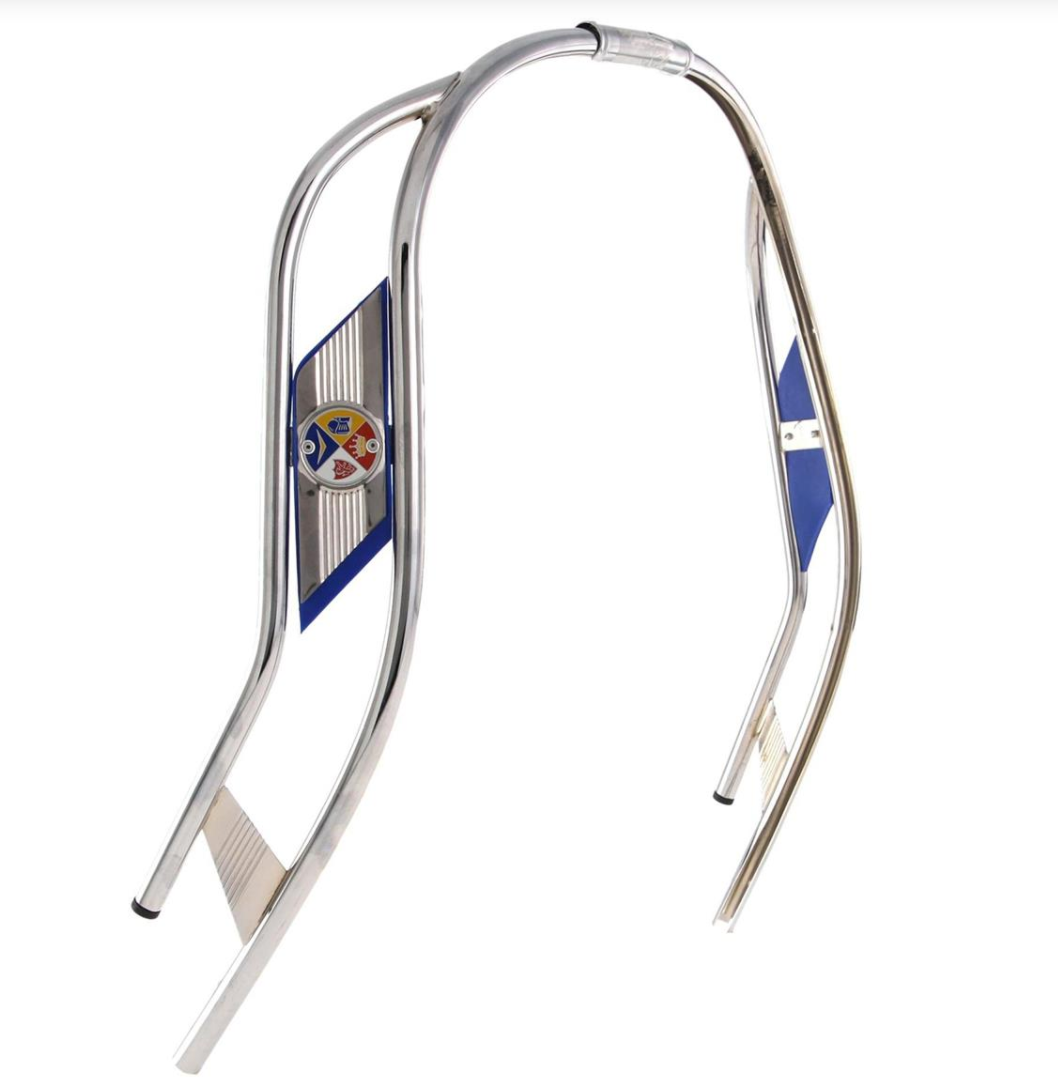 Vespa PX PE T5 Double Bar Chrome Legshield Beading - Blue Flash