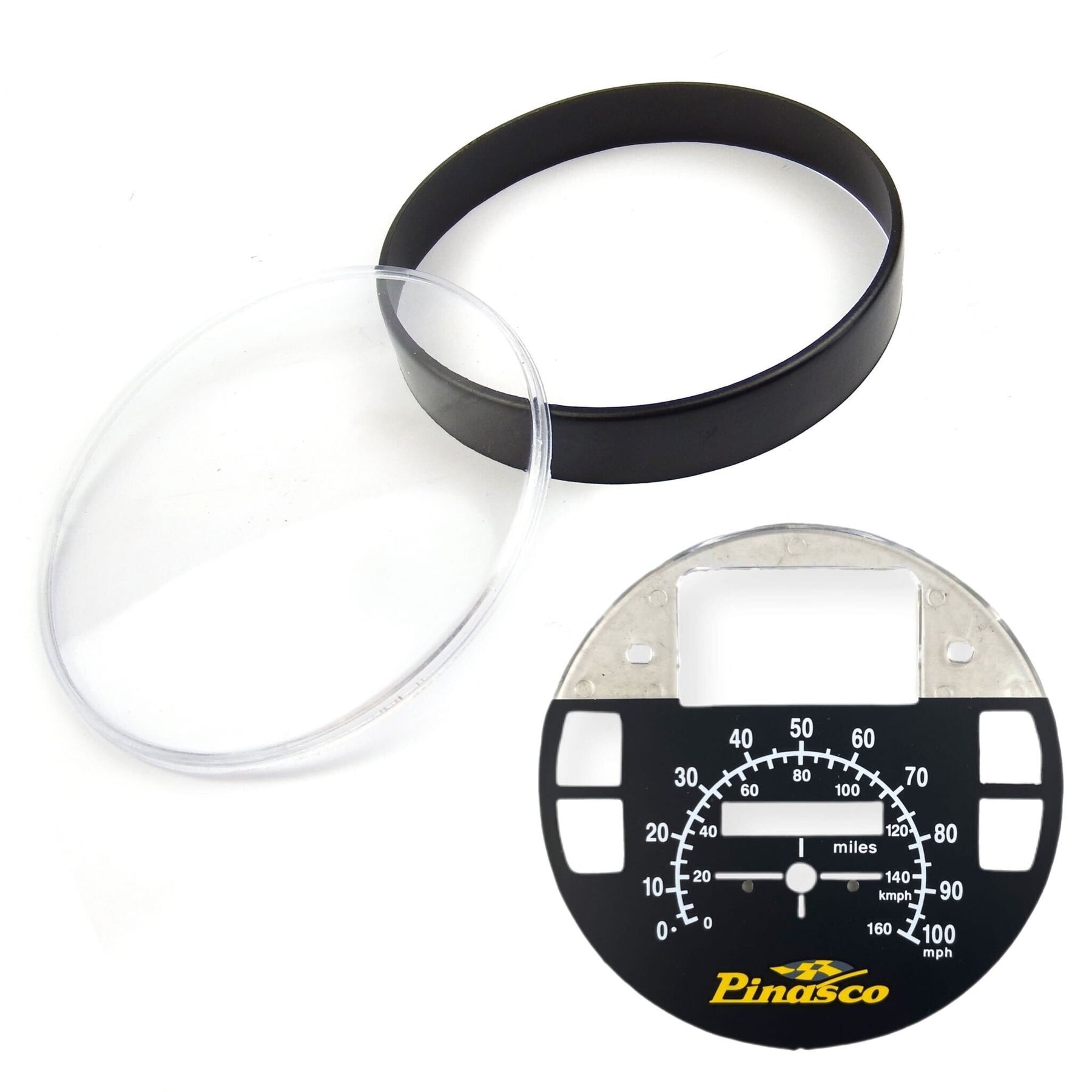 Vespa PX EFL Disc T5 Classic LML Speedometer Lens Repair Kit Black & Pinasco Insert