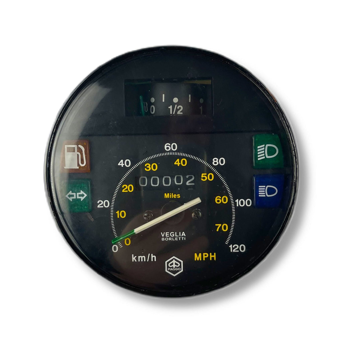 Vespa PX EFL MY DISC 2001 T5 Classic PK XL Speedometer 80 MPH /120 KMH Ø 105 mm - Black Face