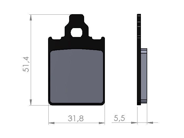 Vespa PX LML Stella Grimeca Classic NT SKR Quartz BGM Original Brake Pads - 31.8 x 51.2mm