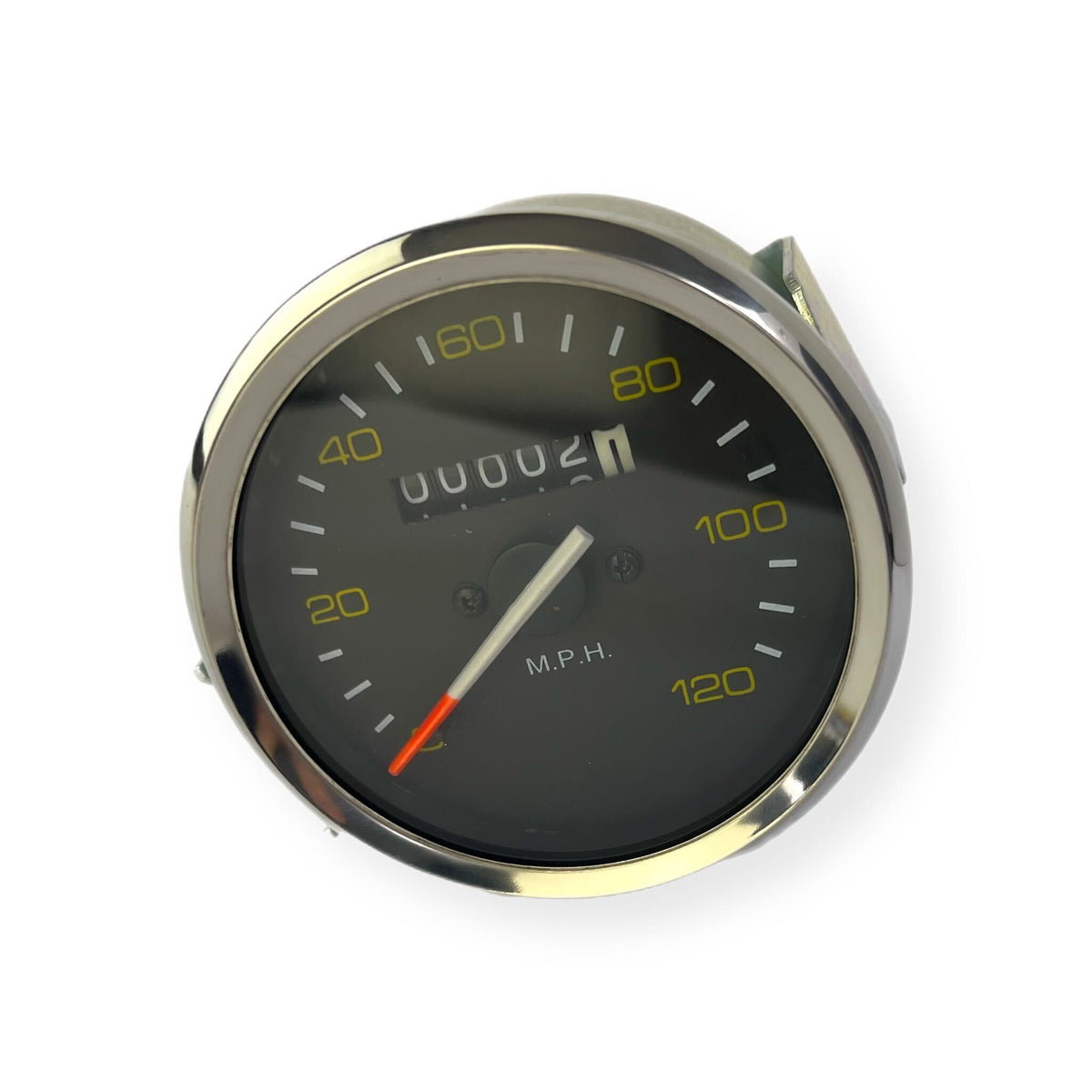 Vespa PX PE P125X P150X P200E 120MPH Speedometer - Black Face Chrome Bezel