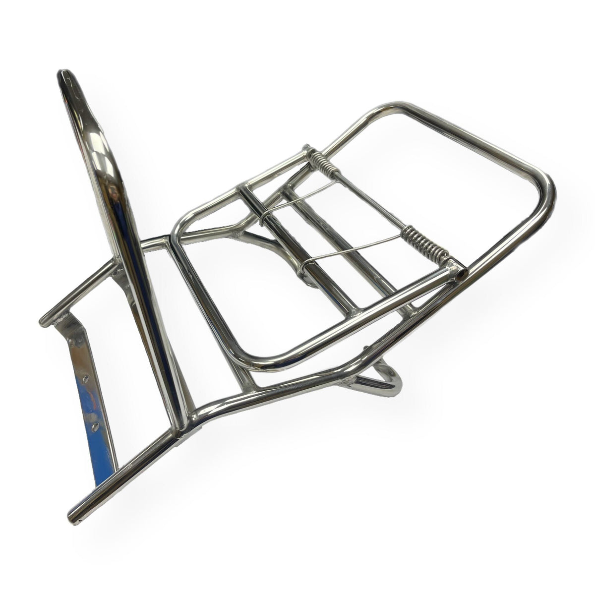 Vespa PX PE T5 Classic Rear Madrid Style Carrier - Polished Stainless Steel
