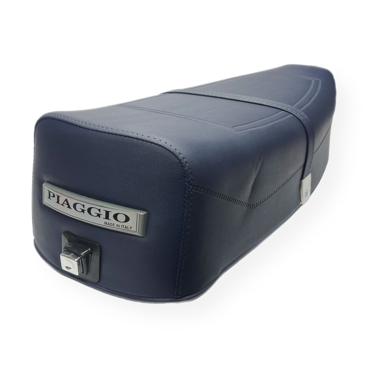 Vespa PX PE T5 Classic Standard Dual Bench Seat - Navy Blue Piaggio Logo