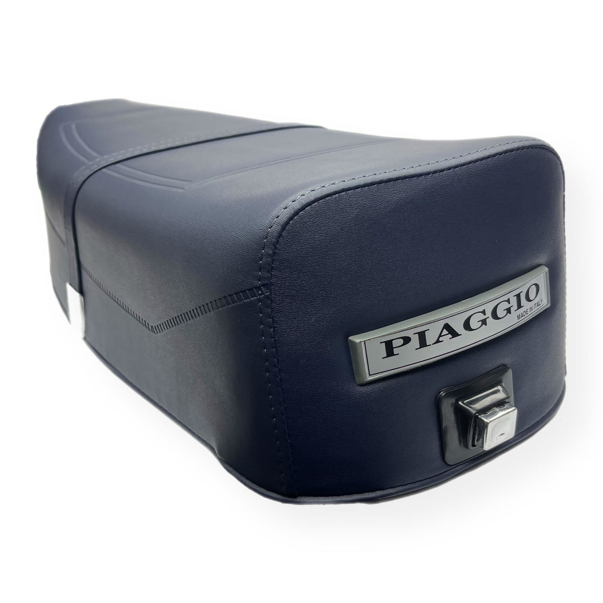 Vespa PX PE T5 Classic Standard Dual Bench Seat - Navy Blue Piaggio Logo