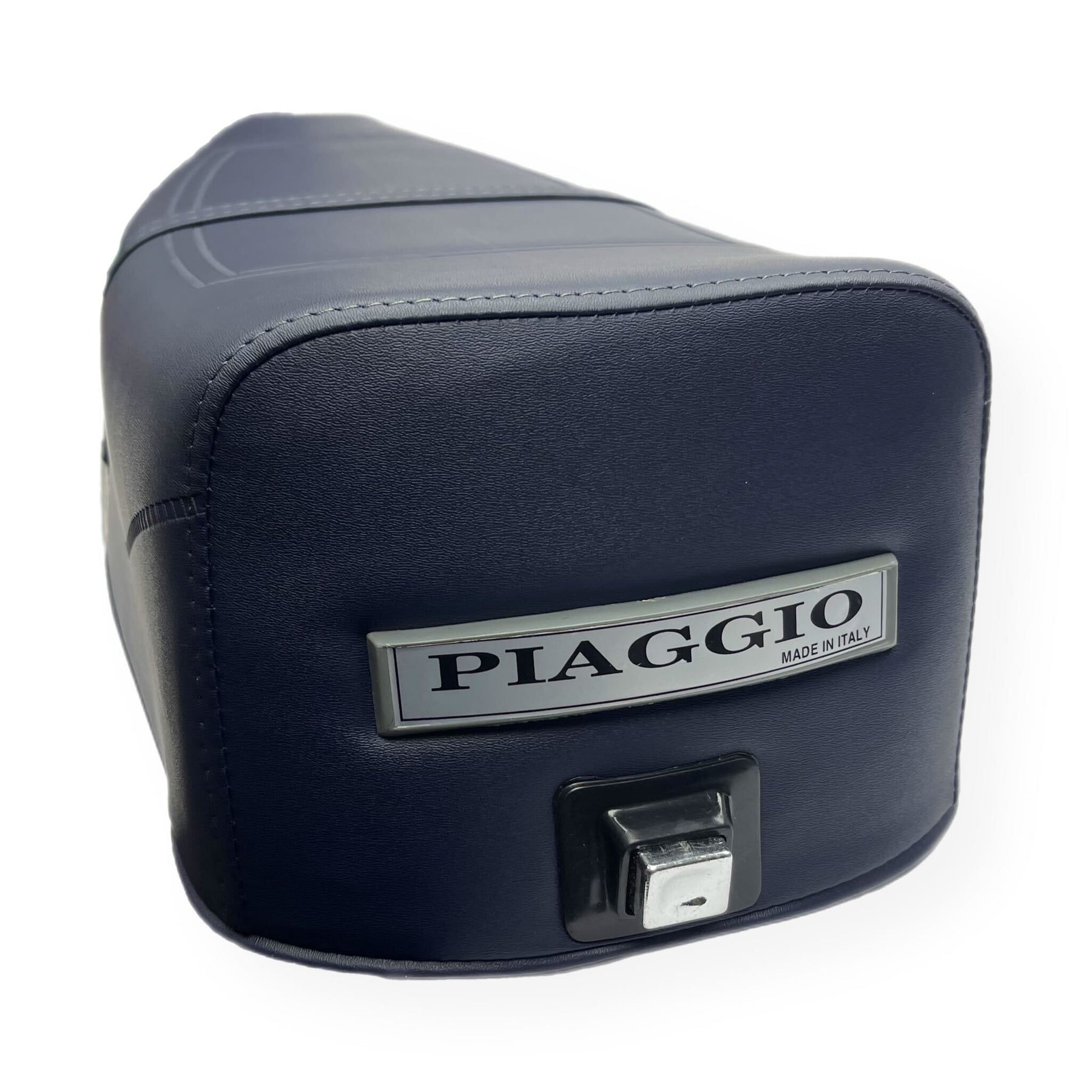 Vespa PX PE T5 Classic Standard Dual Bench Seat - Navy Blue Piaggio Logo