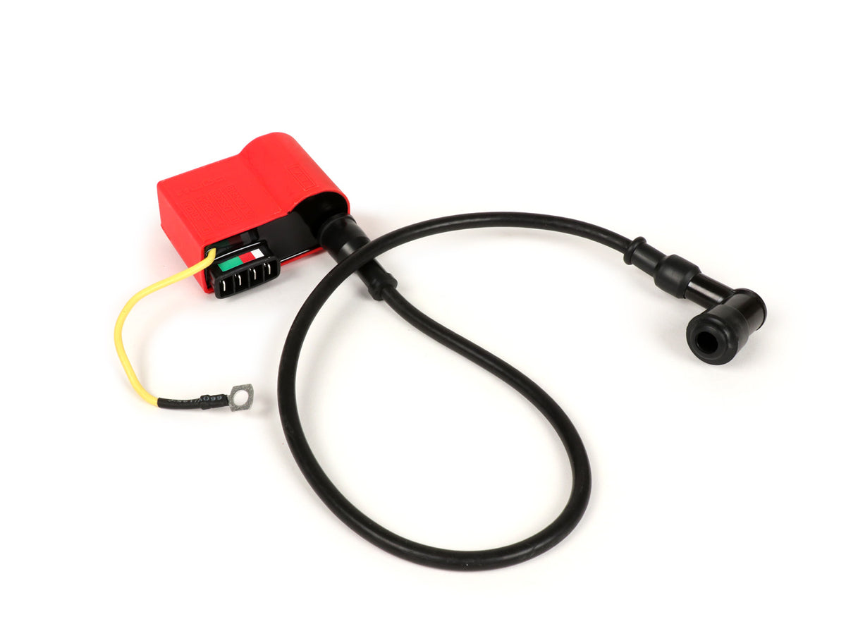 Vespa PX PE T5 PK Lambretta Li GP SX TV BGM PRO Ducati Spec Red 12V CDI Unit & Spark Plug Connector