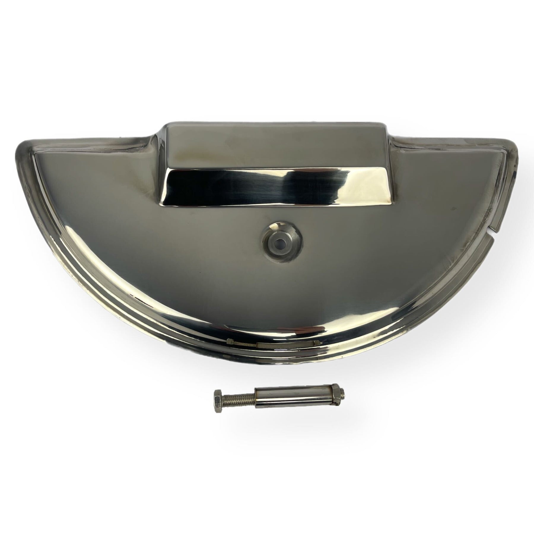 Vespa PX PE T5 Spare Wheel Cover Electric Start Models - Polished Stainless Steel