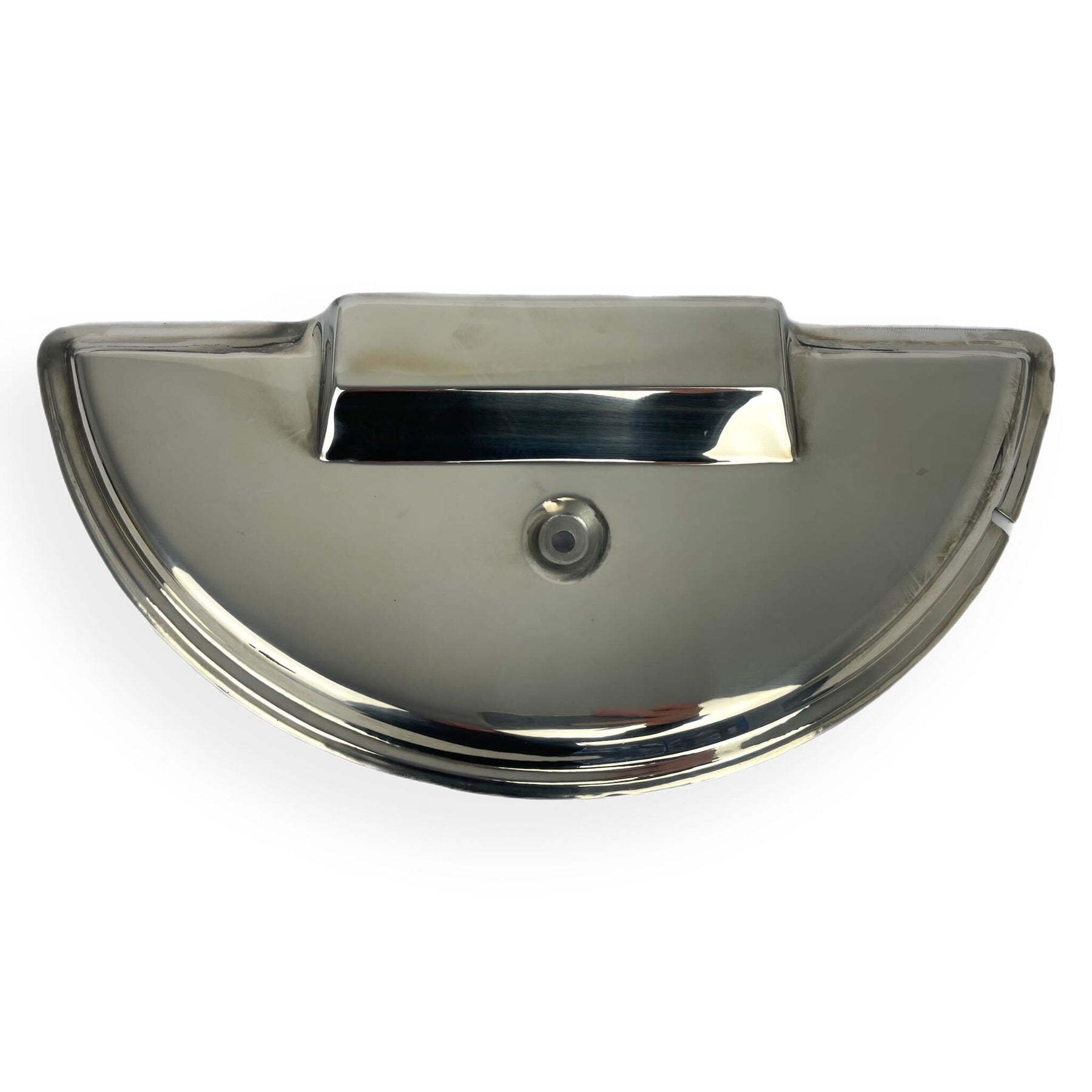 Vespa PX PE T5 Spare Wheel Cover Electric Start Models - Polished Stainless Steel