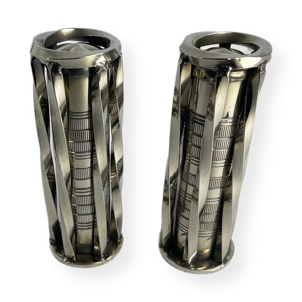 Vespa PX PE T5 Twisted Twistgrips - Polished Stainless Steel - Beedspeed