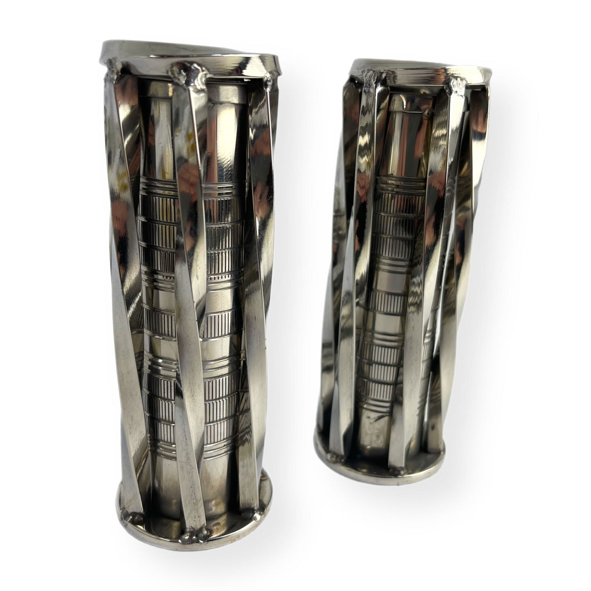 Vespa PX PE T5 Twisted Twistgrips - Polished Stainless Steel - Beedspeed