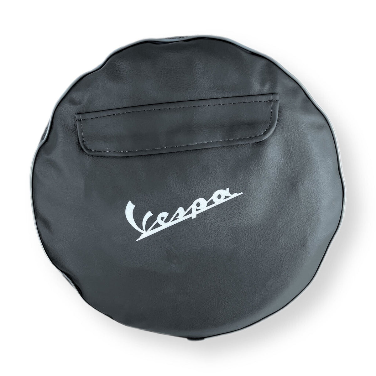 Vespa PX T5 V50 GS Rally Super Sprint 10" Spare Wheel Cover with Pocket & Logo - Black with White Logo