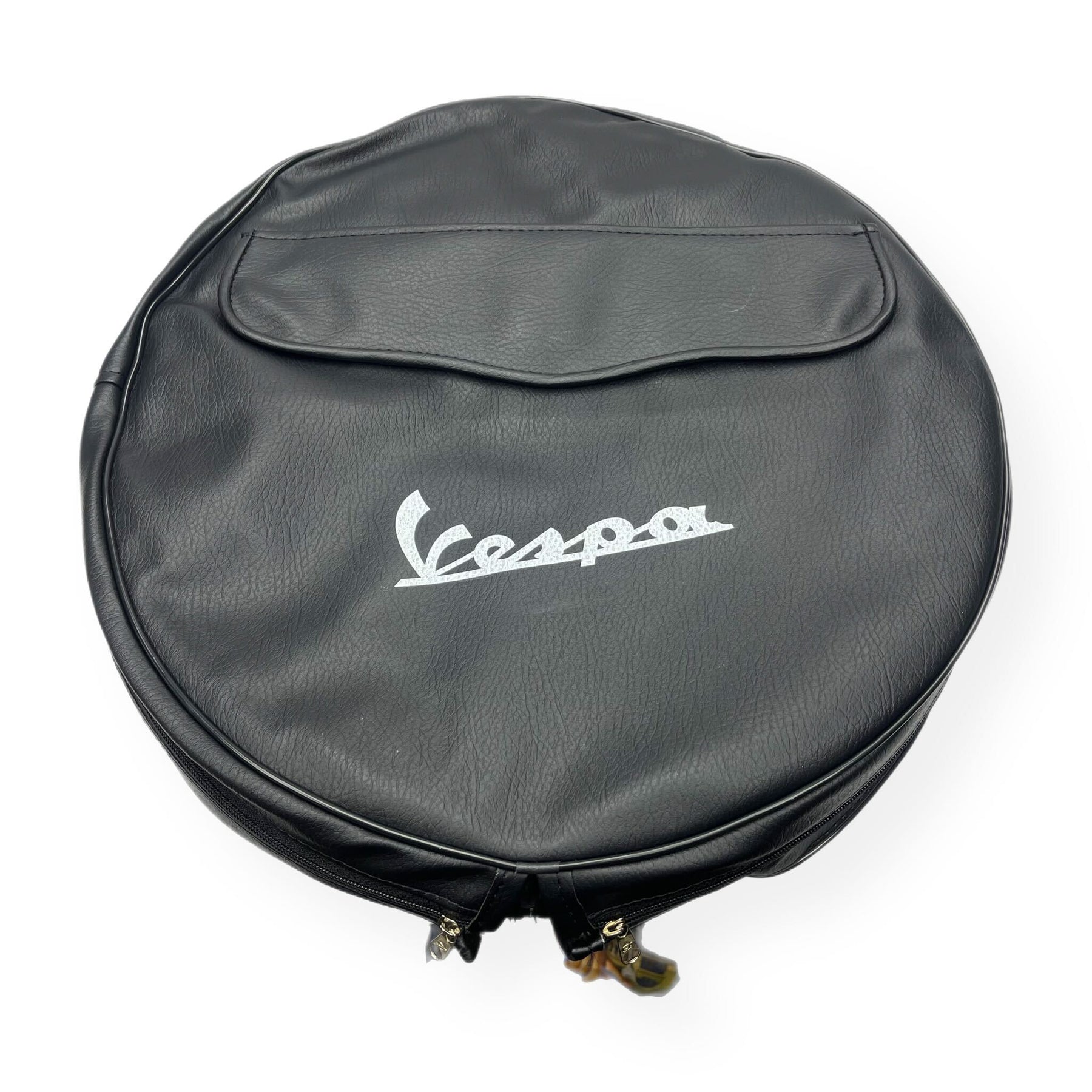 Vespa PX T5 V50 GS Rally Super Sprint 10" Spare Wheel Cover with Pocket & Logo - Black with White Logo