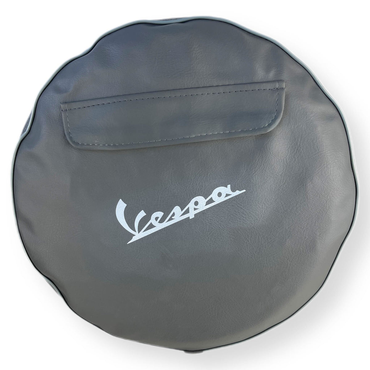 Vespa PX T5 V50 GS Rally Super Sprint 10" Spare Wheel Cover with Pocket & Logo - Grey with White Logo