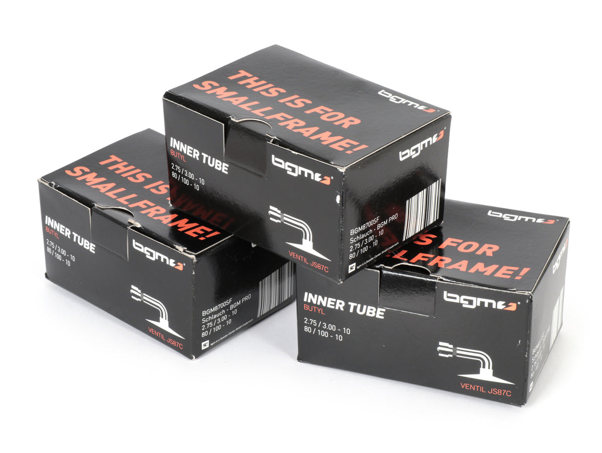 Vespa V50 Special V90 Primavera ET3 Lambretta Lui J50 100 125 BGM PRO Inner Tube 90 Degree Valve 3.00-10, 90/90-10 - Pack of 3