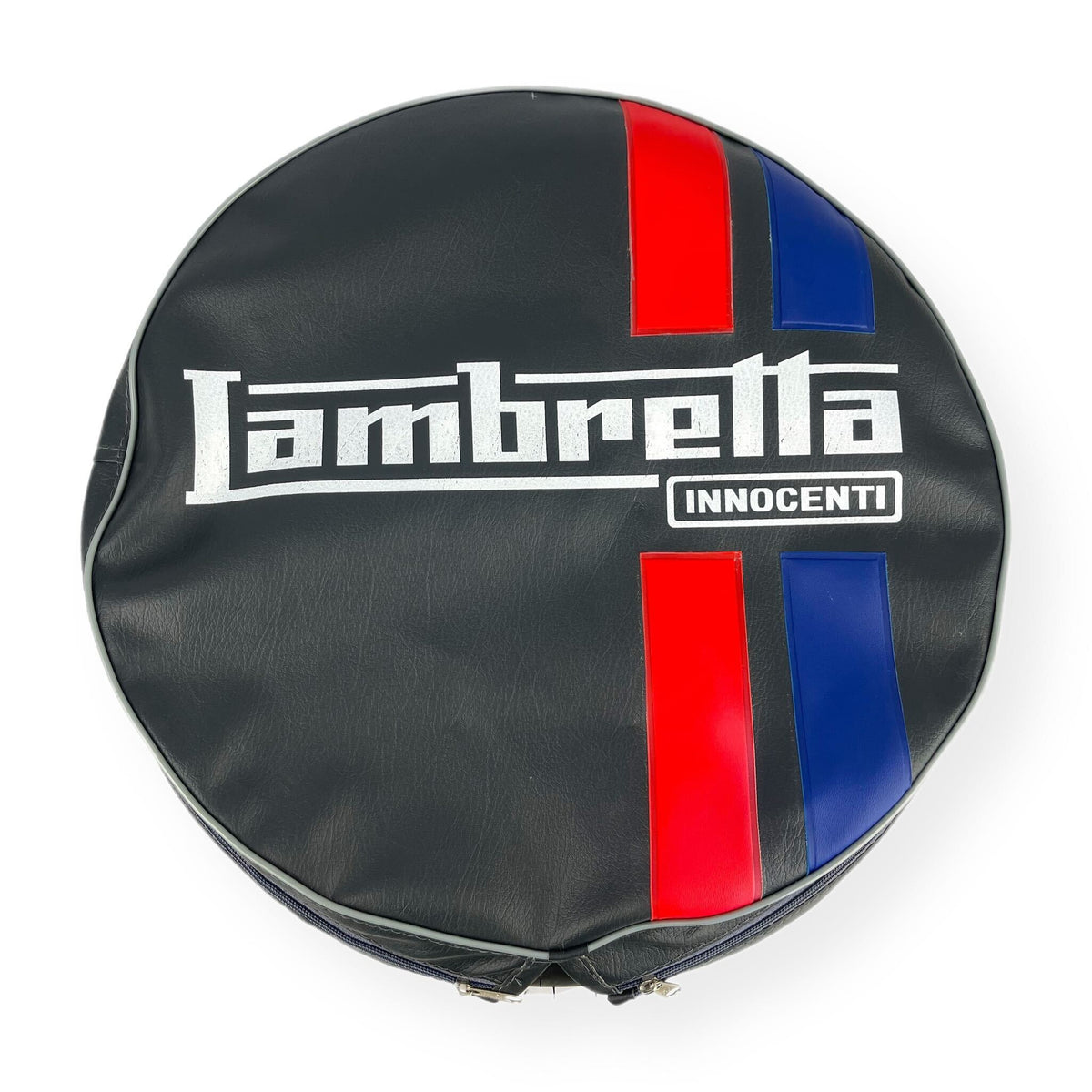 Lambretta Series 1-3 Li GP SX TV 10" Spare Wheel Cover Grey with Logo & Stripes