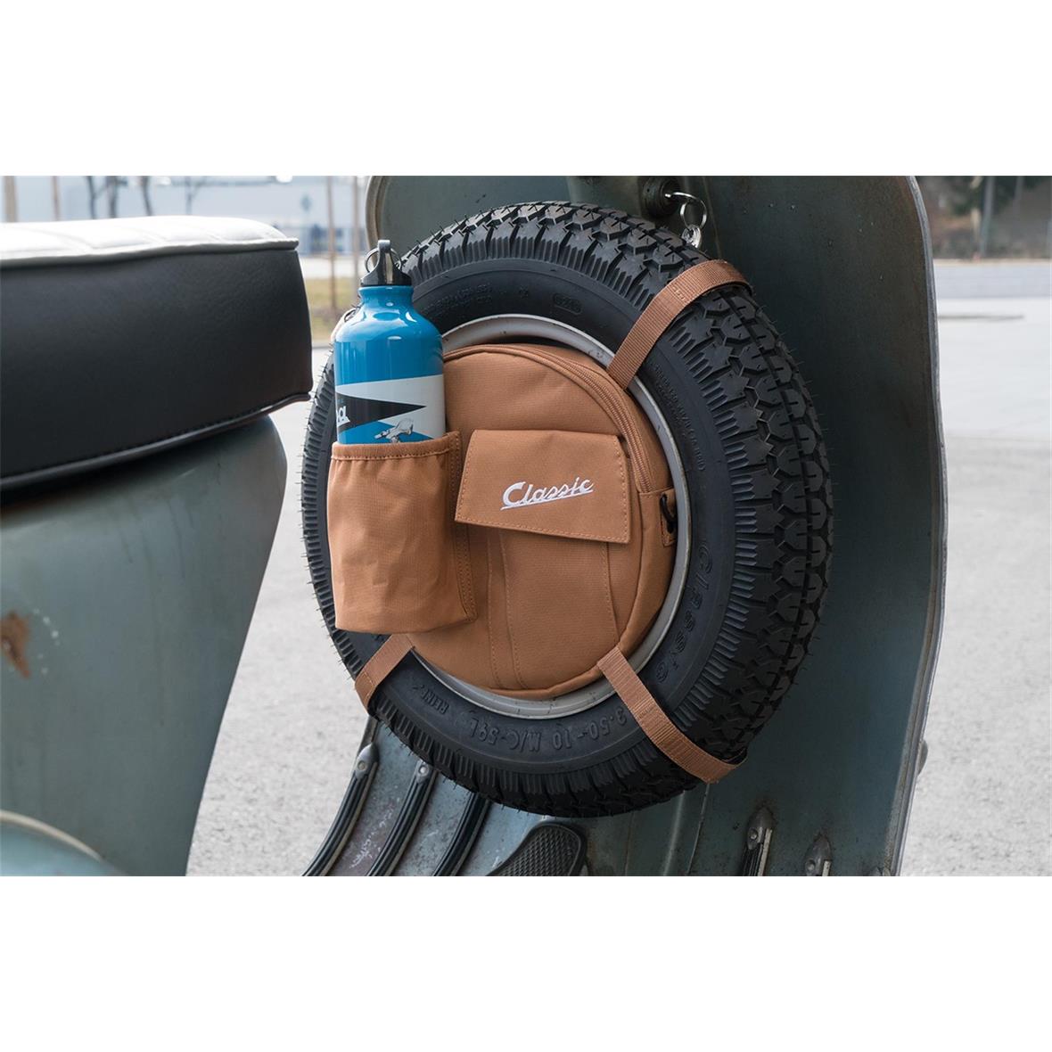 Vespa Lambretta Scooter SIP Classic 10” 8” Spare Wheel Bag - Brown Beige