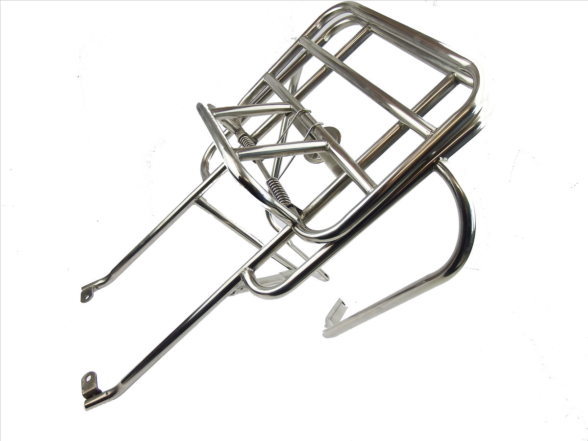 Vespa PX PE T5 Classic LML 2T 2 in 1 Jimmy Style Rear Rack - Polished Stainless Steel