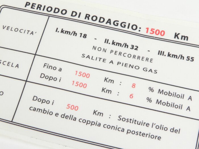 Lambretta LD 125 (’56-) 150 D 150 Running In Sticker 12cm x 7.7cm