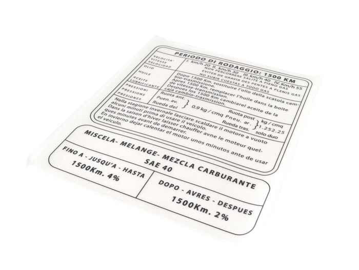 Lambretta S3 Li LiS SX150 Legshield Running In Sticker Italian 14.25 x 12.4cm