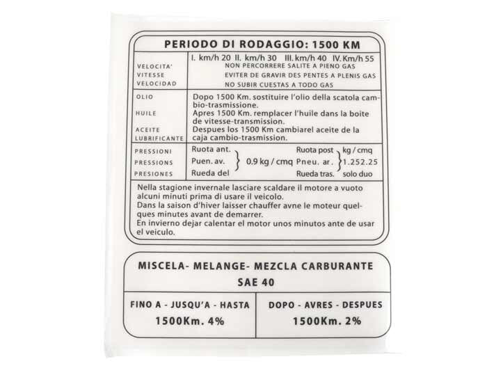 Lambretta S3 Li LiS SX150 Legshield Running In Sticker Italian 14.25 x 12.4cm