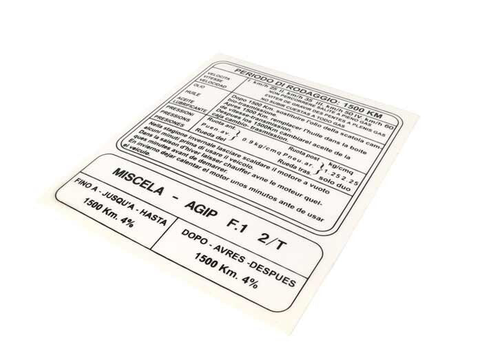 Lambretta Series 2-3 TV SX200 Legshield Running In Sticker Italian 14cm x 12.1cm