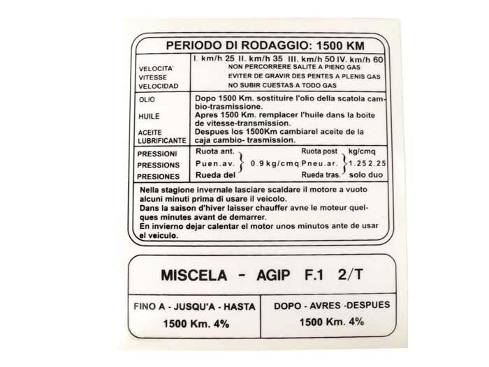 Lambretta Series 2-3 TV SX200 Legshield Running In Sticker Italian 14cm x 12.1cm