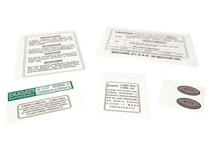 Lambretta S3 Li GP DL SX TV Running In Sticker Kit - Toolbox Airbox Coil Shock Absorber - English