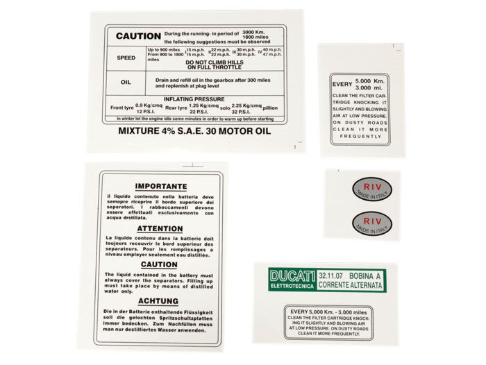 Lambretta S3 Li GP DL SX TV Running In Sticker Kit - Toolbox Airbox Coil Shock Absorber - English