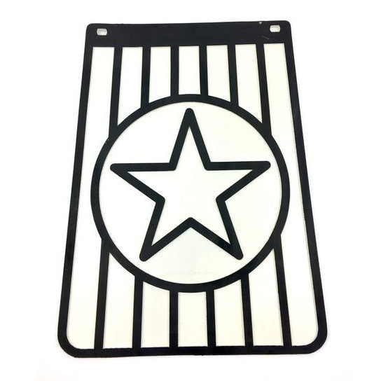 Long Star Black On White Mudflap