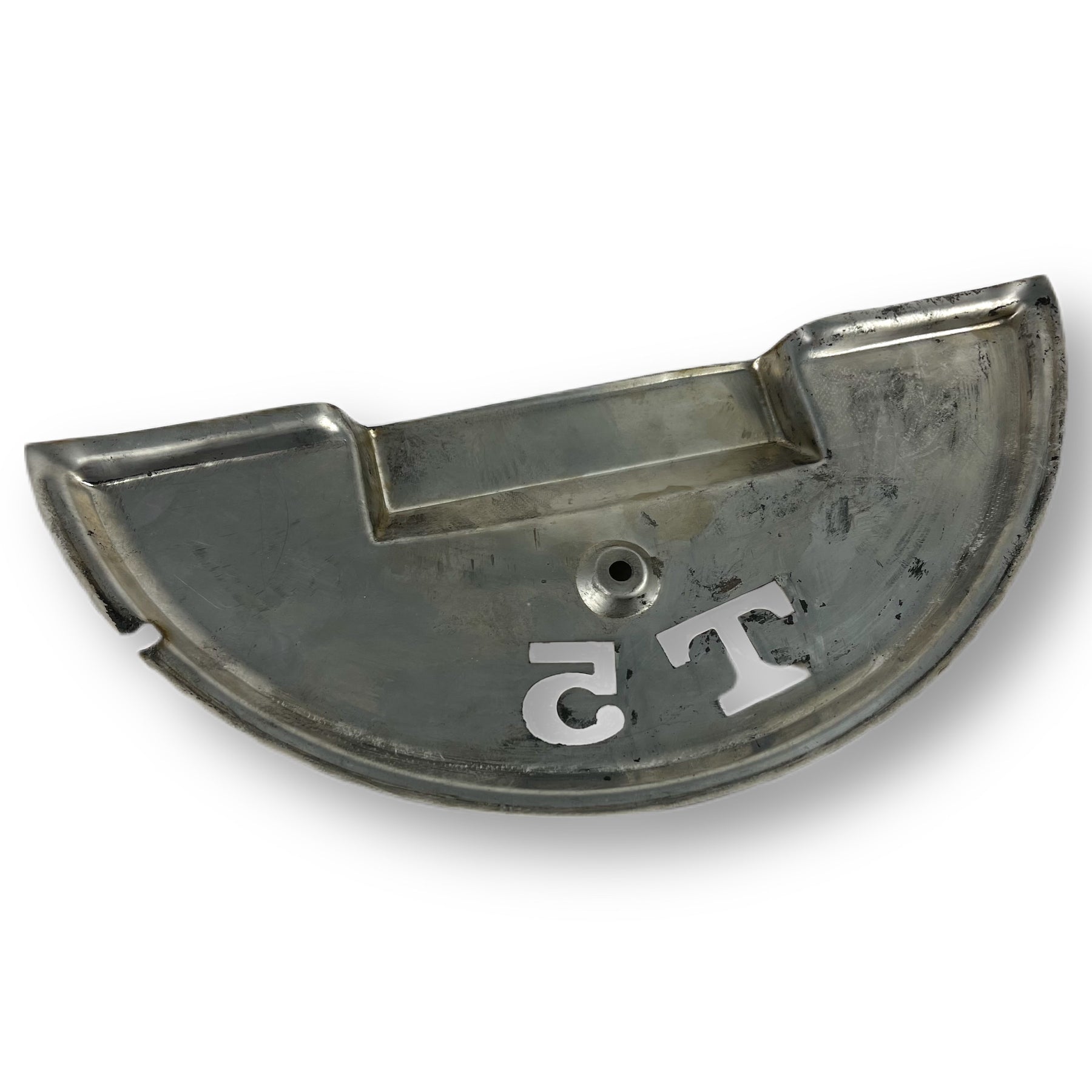 Vespa T5 Classic Mk1 Spare Wheel Cover Laser Cut T5 Logo - Polished Stainless Steel