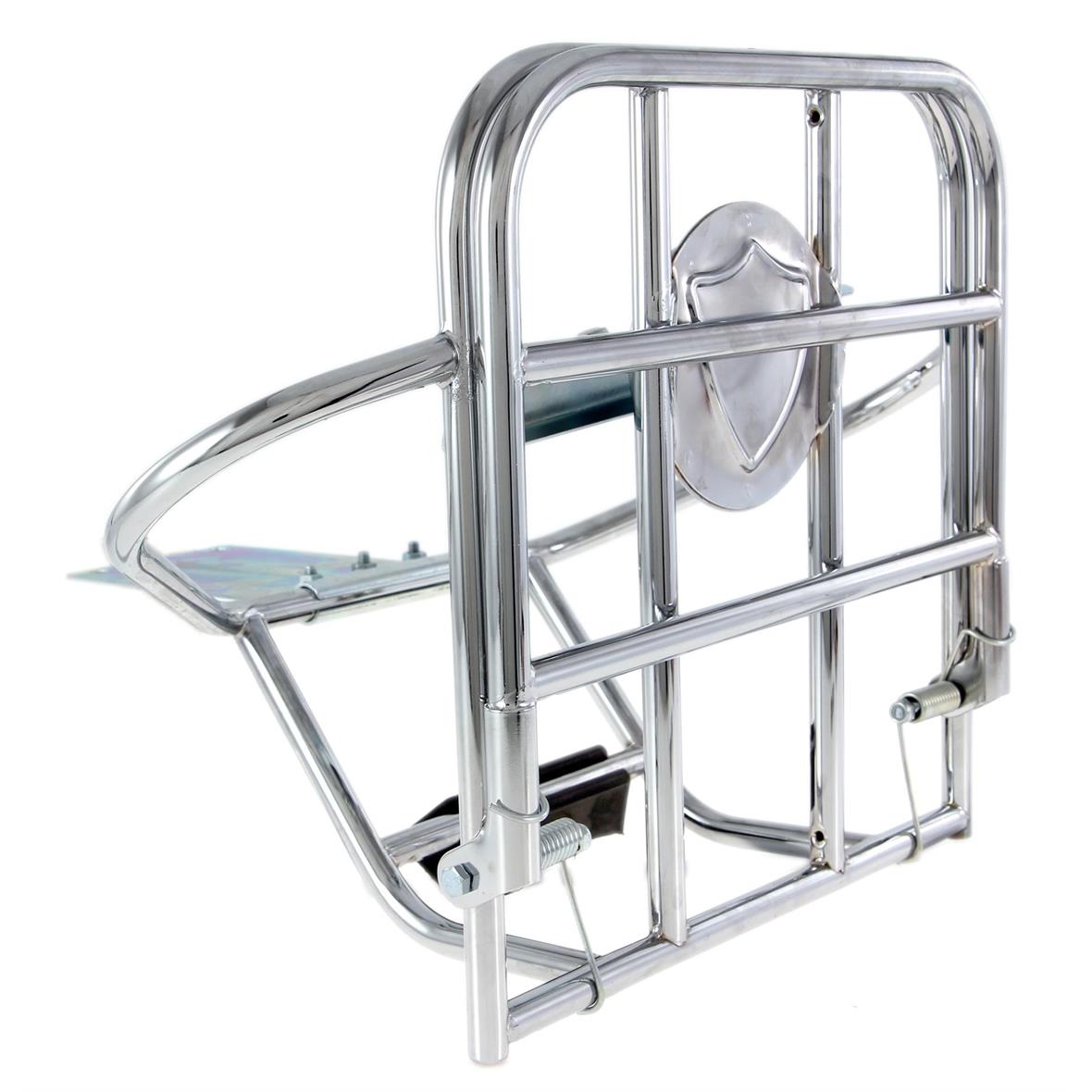 Vespa 150 Sprint Rally 180 200 GTR Rear Fold Down Rack & Spare Wheel Carrier - Cuppini Chrome