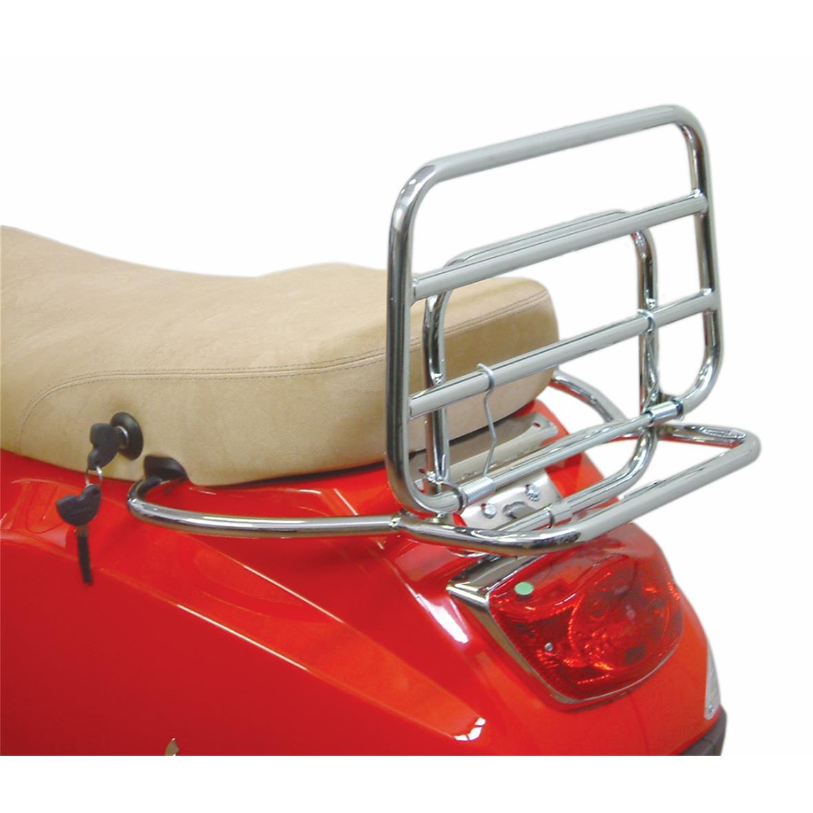 Vespa LX LXV S 50-150ccm Chrome Rear Fold Down Rack Carrier - Cuppini