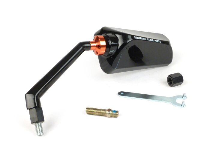 Vespa Lambretta Universal Stage6 F1 Black Mirror M8 x 20 - Left Hand