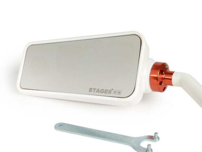 Vespa Lambretta Universal Stage6 F1 White Mirror M8 x 20 - Left Hand