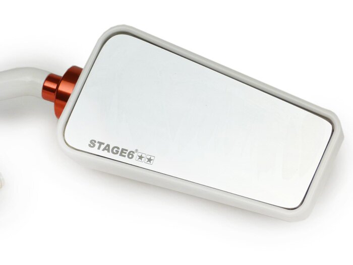 Vespa Lambretta Universal Stage6 F1 White Mirror M8 x 20 - Right Hand