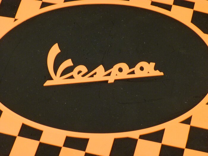 Vespa PX LML T5 Super Rally Chequered Mudflap - Black & Orange