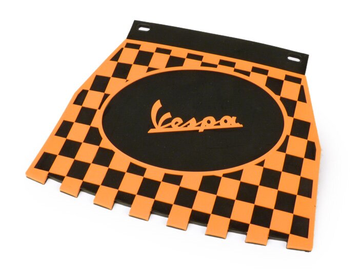Vespa PX LML T5 Super Rally Chequered Mudflap - Black & Orange