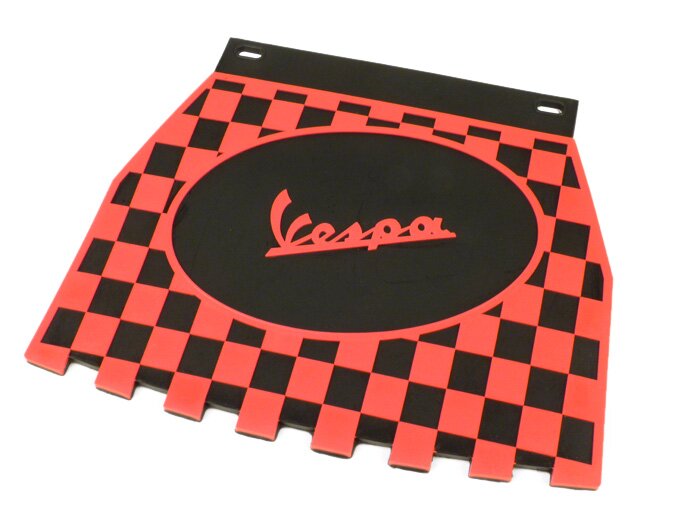 Vespa PX LML T5 Super Rally Chequered Mudflap - Black & Red