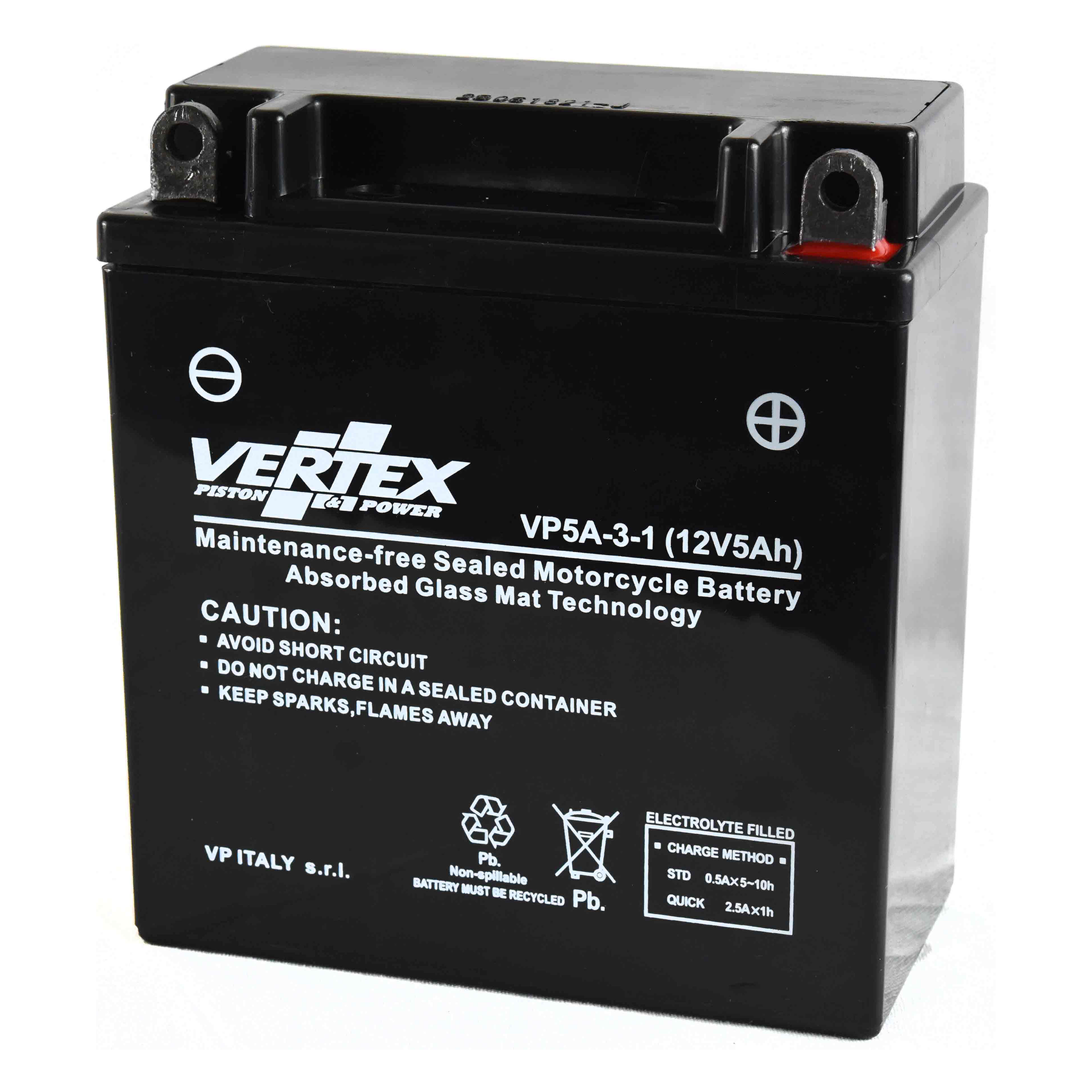 Vertex VP5A-3-1 Heavy Duty Gel 12V 5Ah Battery replaces CB5L-B, YB5L-B, 12N5-3B, 12N5S-3B